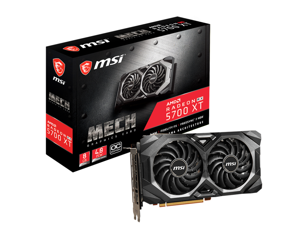 1024 (2) MSI RX 5700 XT 8GB MECH OC su RDNA architektūros GPU