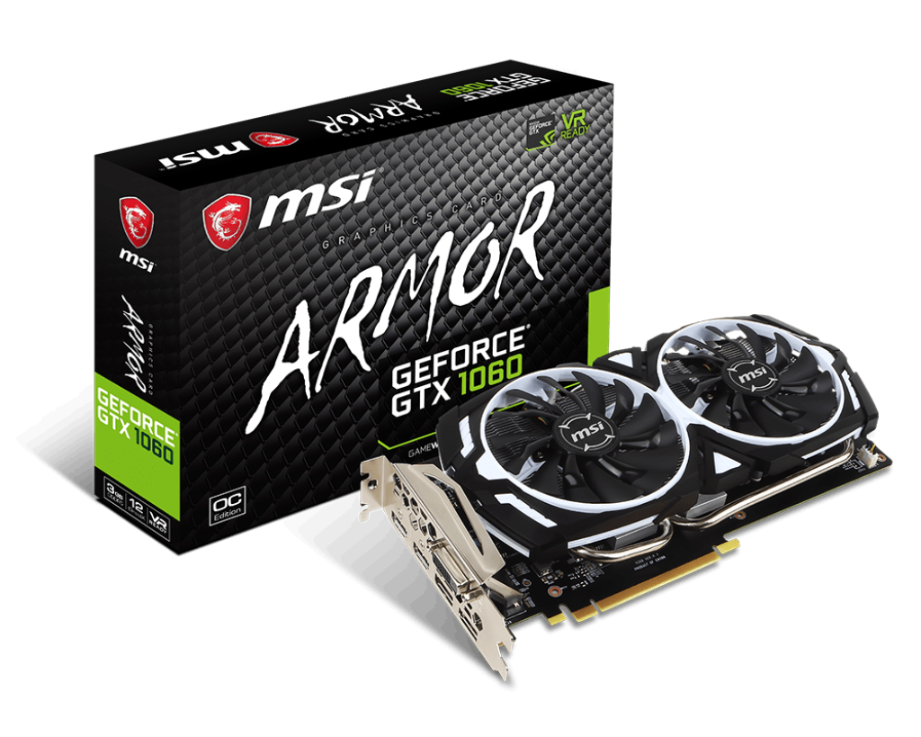 1024 (6) MSI GTX 1060 3GB ARMOR OCV1 su juoda ir balta spalvų kombinacija