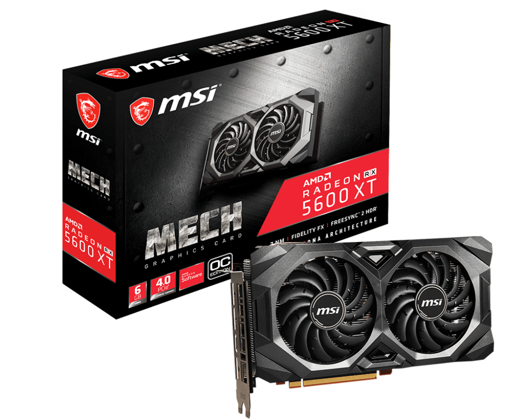 1024 MSI RX 5600 XT 6GB MECH OC su juodu korpusu