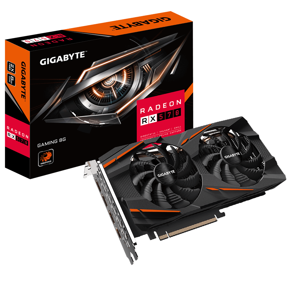 Png GIGABYTE RX 570 8G GAMING MI su 8 GB GDDR5 atminties