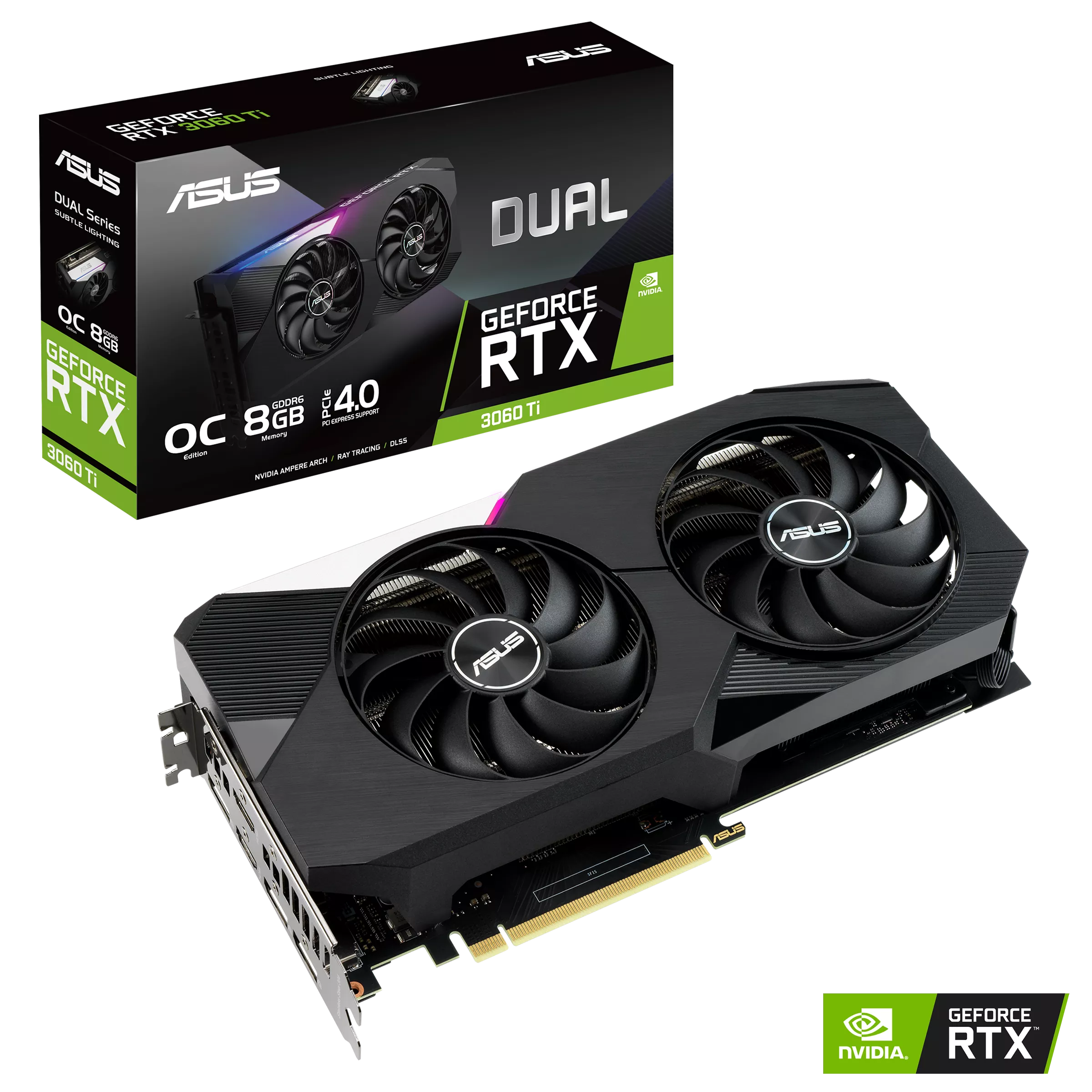 fwebp ASUS RTX 3060 TI 8GB DUAL su juodu korpusu