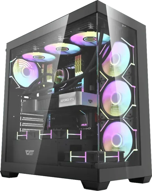 Darkflash DS900 kompiuterio korpusas juodas, su dviem HDD/SSD vietomis