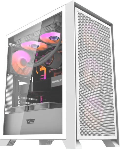 Darkflash DRX70 MESH korpusas (baltas) su 4 RGB ventiliatoriais