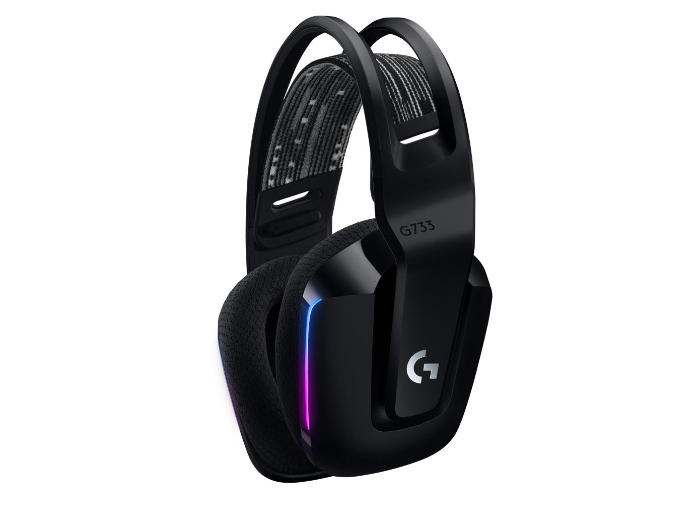 1007b1ce-3771-41d7-8138-c2d8a515100a Ausinės Logitech G G733, šoninis vaizdas su matomais valdymo mygtukais