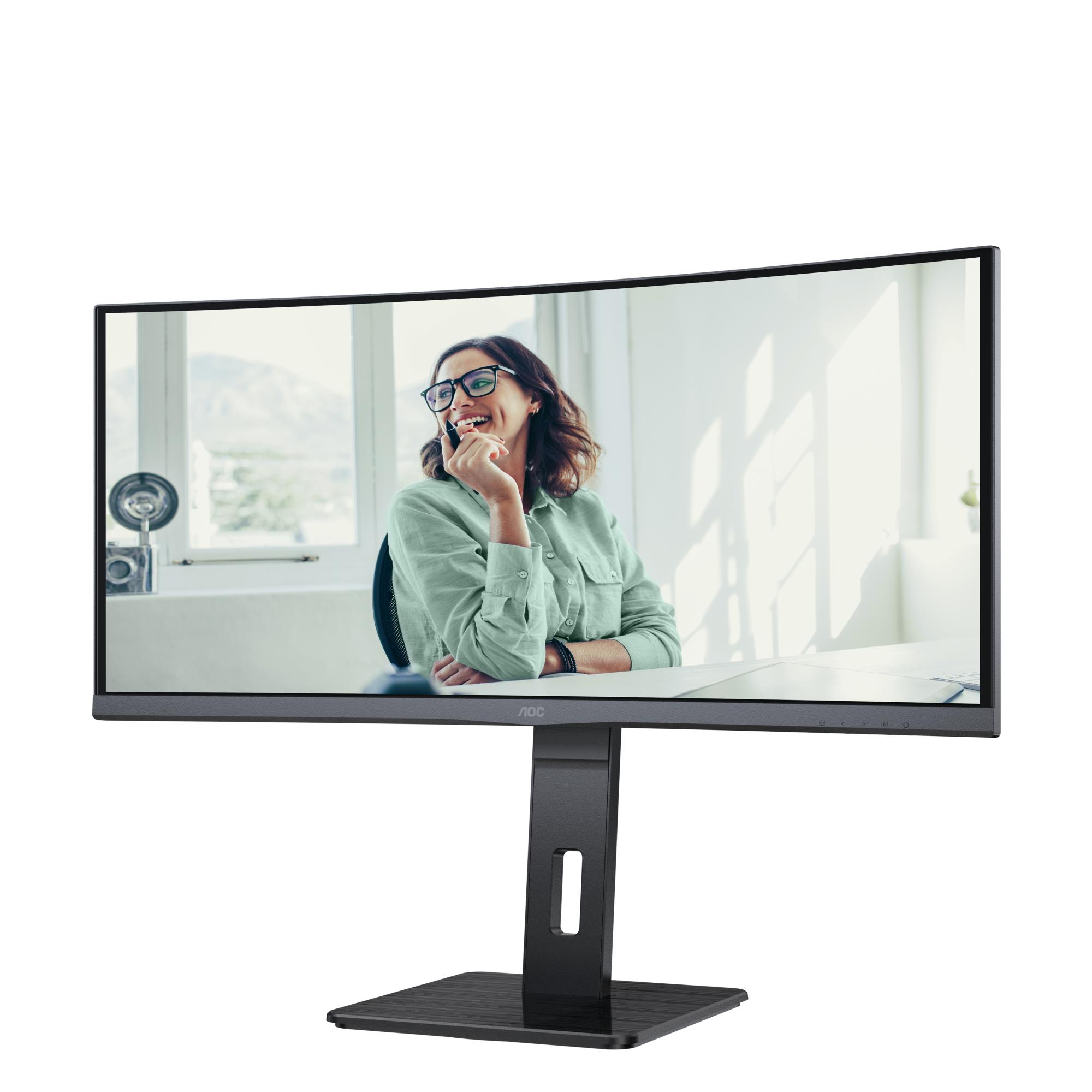 11ef7f15-42d9-4396-a8e9-b5300a8c4939 Monitorius AOC CU34P3CV, šoninis vaizdas su plonu rėmeliu