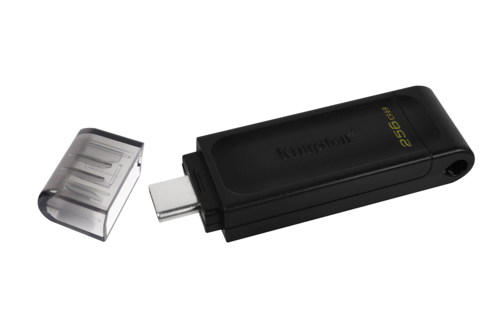 165340d8-94c4-4015-a14c-84e38abf1e94 USB flash drive DataTraveler 70 su atidarytu pakuotės vaizdu