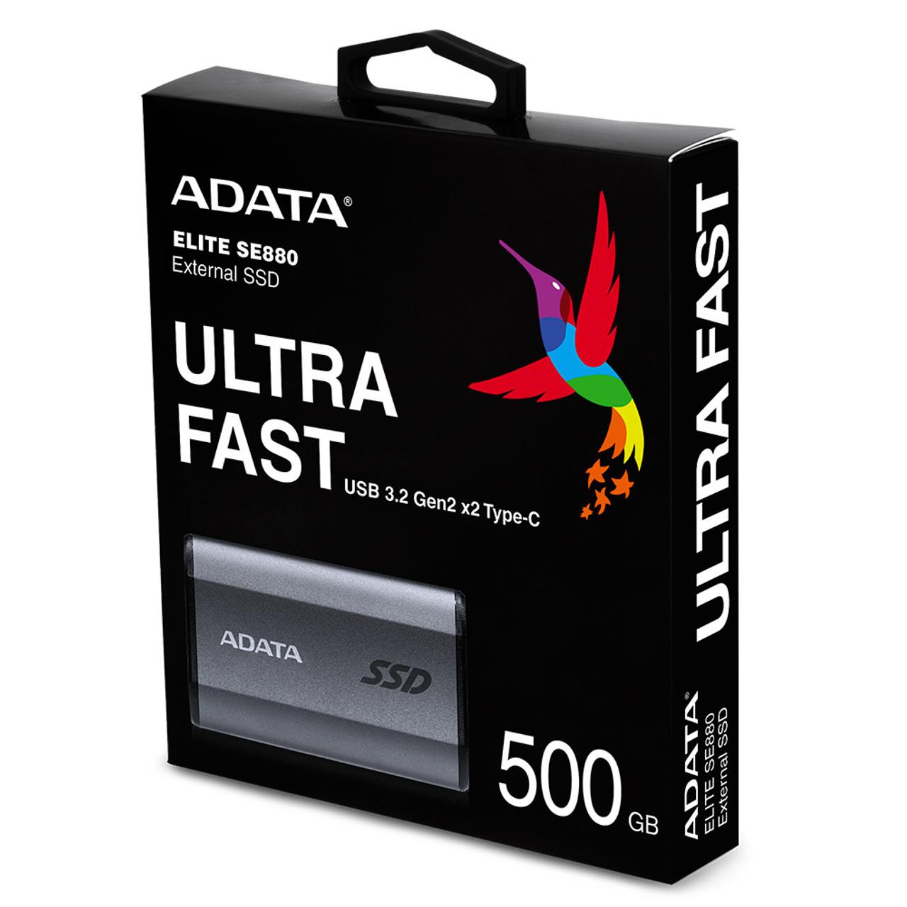 1c01b4c8-5af4-4ea7-8d9c-19ca2246f5c2 Išorinis SSD ADATA SE880, matomas iš šono su Type-C jungtimi