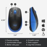 Pelė Logitech M190, matoma iš šono, su USB jungtimi