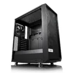Korpusas Fractal Design Meshify C, matomas iš šono su atidarytomis durelėmis