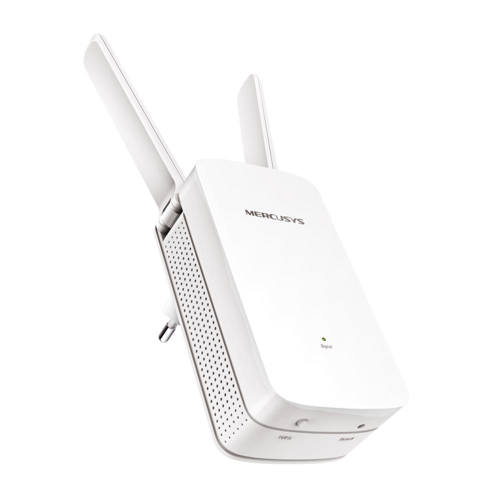 25de4b3a-d641-43d9-80f6-71b73dac61b4 Wi-Fi stiprintuvas MW300RE, matomas iš šono su trimis išorinėmis antenomis