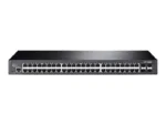 TP-LINK T2600G-52TS komutatorius, šoninis vaizdas su RJ-45 ir SFP prievadais