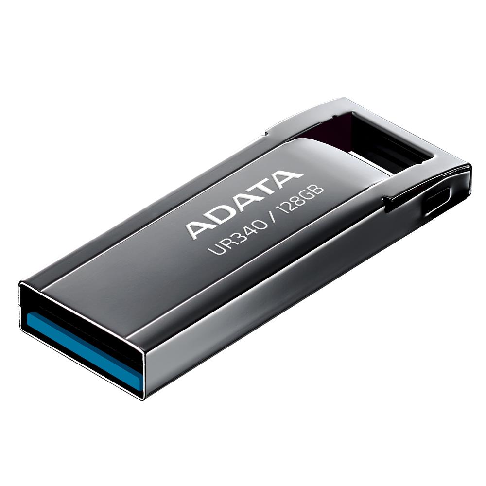2f0b3a04-dab8-4213-95ae-5d4c5471e955 ADATA UR340 USB atmintinė, juoda, šoninis vaizdas