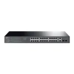 Komutatorius TP-LINK TL-SG1428PE, šoninis vaizdas su SFP ir PoE+ prievadais