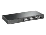 TP-LINK TL-SG1428PE komutatorius, matomas iš šono su SFP prievadais