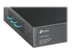 TP-LINK TL-SG1428PE komutatorius, matomas iš šono su SFP ir PoE+ prievadais