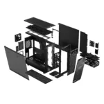 Korpusas Fractal Design Meshify 2 XL Light su šoniniu stiklu, matomas iš priekio