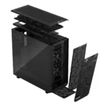 Korpusas Fractal Design Meshify 2 XL Light su atidarytu šonu ir vidiniu išdėstymu