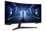 Monitorius Samsung LC34G55TWWPXEN, matomas iš šono, rodo posvyrio kampą
