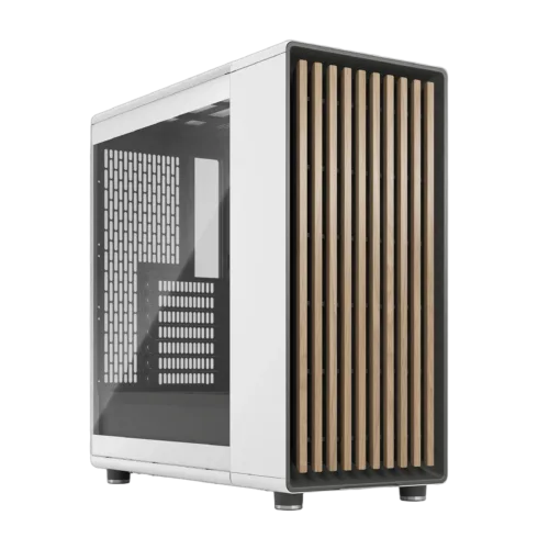 Fractal Design North Chalk White TG Clear Tint korpusas. Matmenys: 565 x 553 x 326 mm