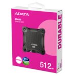 Išorinis SSD ADATA SD620, matomas iš šono su USB 3.2 Gen 2 jungtimi