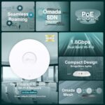 EAP610 WiFi 6 prieigos taškas, matomas iš šono su montavimo detalėmis