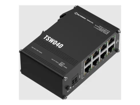 Teltonika Industrial Switch | TSW040 | Unmanaged | DIN rail mountable | 10/100 Mbps (RJ-45) ports quantity 8 | PoE+ ports quantity 8 | Power supply type 2-pin industrial DC power socket