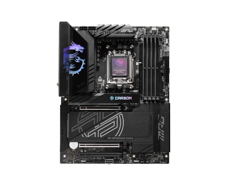 MSI motininė plokštė MPG X870E CARBON WIFI su AM5 lizdu ir DDR5 UDIMM