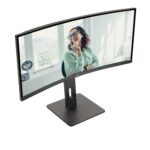 Monitorius AOC CU34P3CV, vaizdas iš šono su plonu rėmeliu