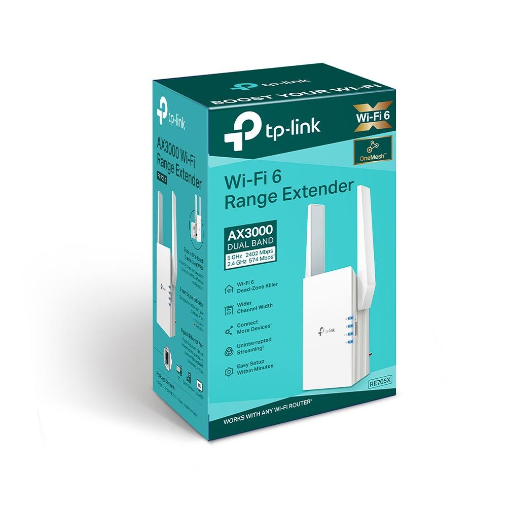 62ce8516-83c9-4c25-96a3-c7633aac96a2 WiFi 6 extender TP-LINK RE705X su 2 išorinėmis antenomis