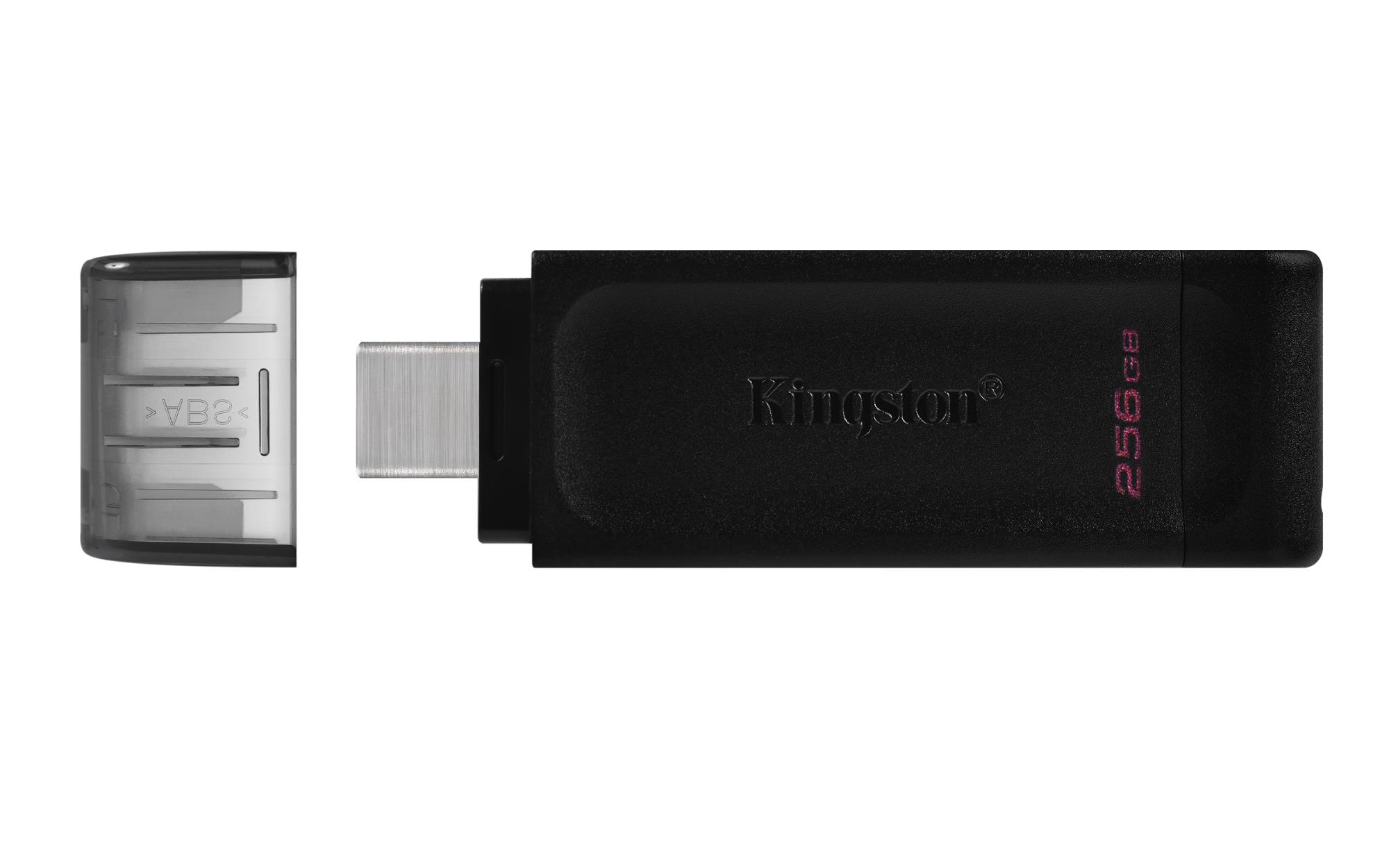 76064b5c-f48c-4688-85ff-f5bf9b7298e1 USB atmintinė Kingston DataTraveler 70, šoninis vaizdas su USB-C jungtimi