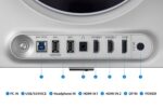 Monitorius Samsung LS27DG602SUXEN, matomas iš šono, rodo HDMI prievadus