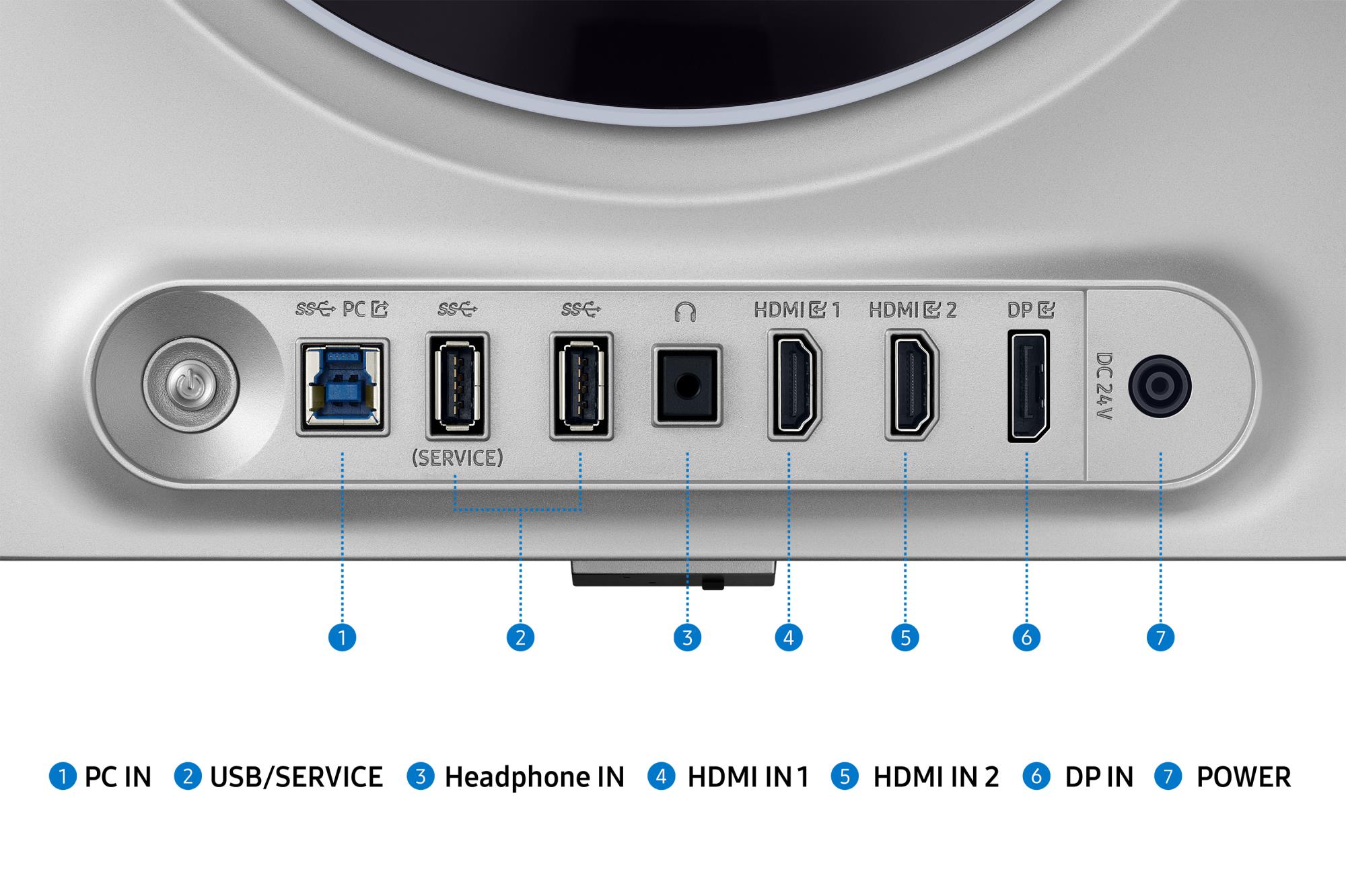 828ed7b7-9ac2-4ae8-a981-5a7642fd8e4f Monitorius Samsung LS27DG602SUXEN, matomas iš šono, rodo HDMI prievadus