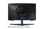 Monitorius Samsung LS27CG552EUXEN, matomas iš šono, rodo ekraną ir stovo konstrukciją