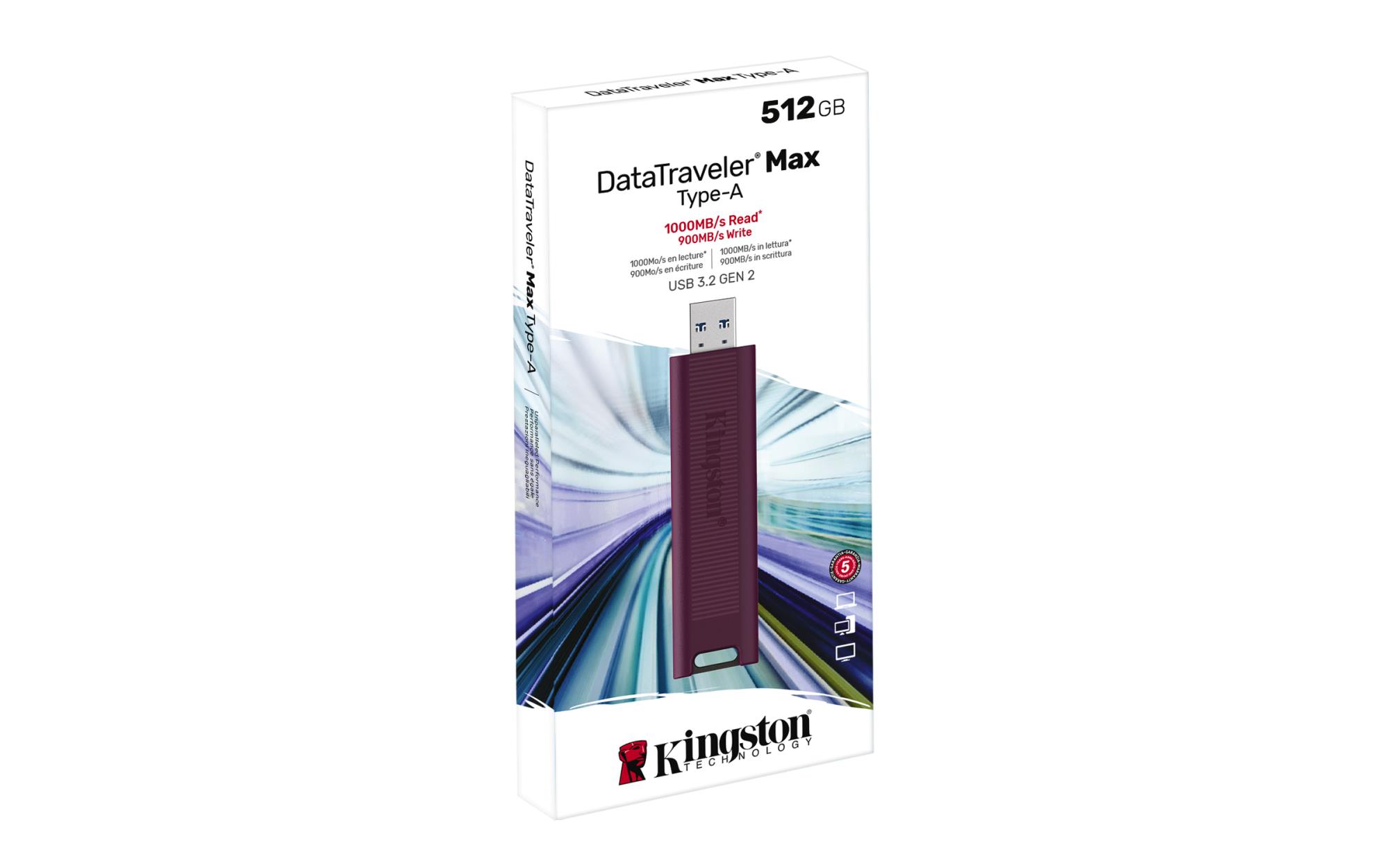 835b61e6-e39a-4d73-8a8a-df45c3e563f5 USB 3.2 Flash Drive DataTraveler MAX 512 GB, šoninis vaizdas su jungtimi