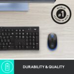 Pelė Logitech M190, matoma iš šono, rodo ergonomišką formą ir mygtukus