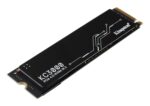 Kingston KC3000 SSD M.2 2280, artimiausias vaizdas, rodo jungtis ir detalus dizainas