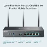 Routeris TP-LINK ER706W su matmenimis ir prievadų išdėstymu