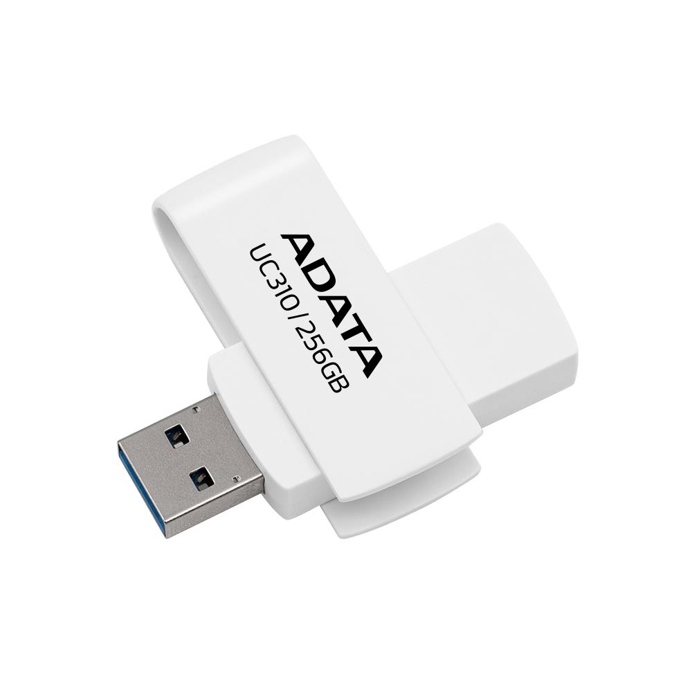 9bfd8adc-5761-4bd7-9a7f-f096be03361d USB atmintinė ADATA UC310, 256 GB, šoninis vaizdas su atidarytu jungtimi