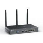 Routeris TP-LINK ER706W, matomas iš šono, rodo prievadų išdėstymą