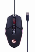 Klaviatūros ir pelės su RGB apšvietimu vaizdas iš šono