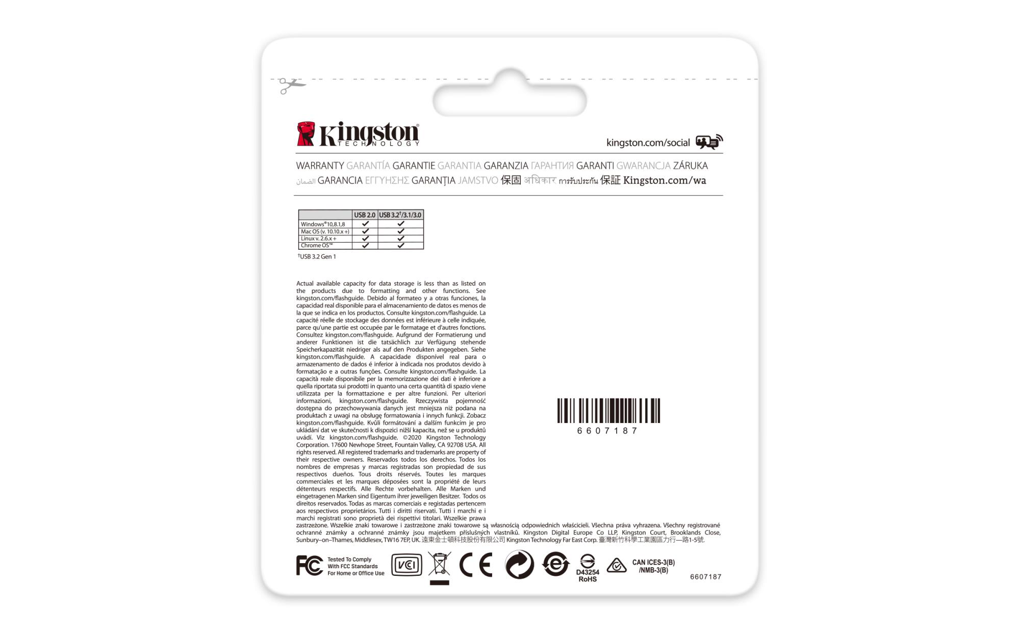 ad9380b0-b096-404a-aac7-94492a505aa5 USB atmintinė Kingston DataTraveler Kyson, matoma iš šono, su Type-A jungtimi