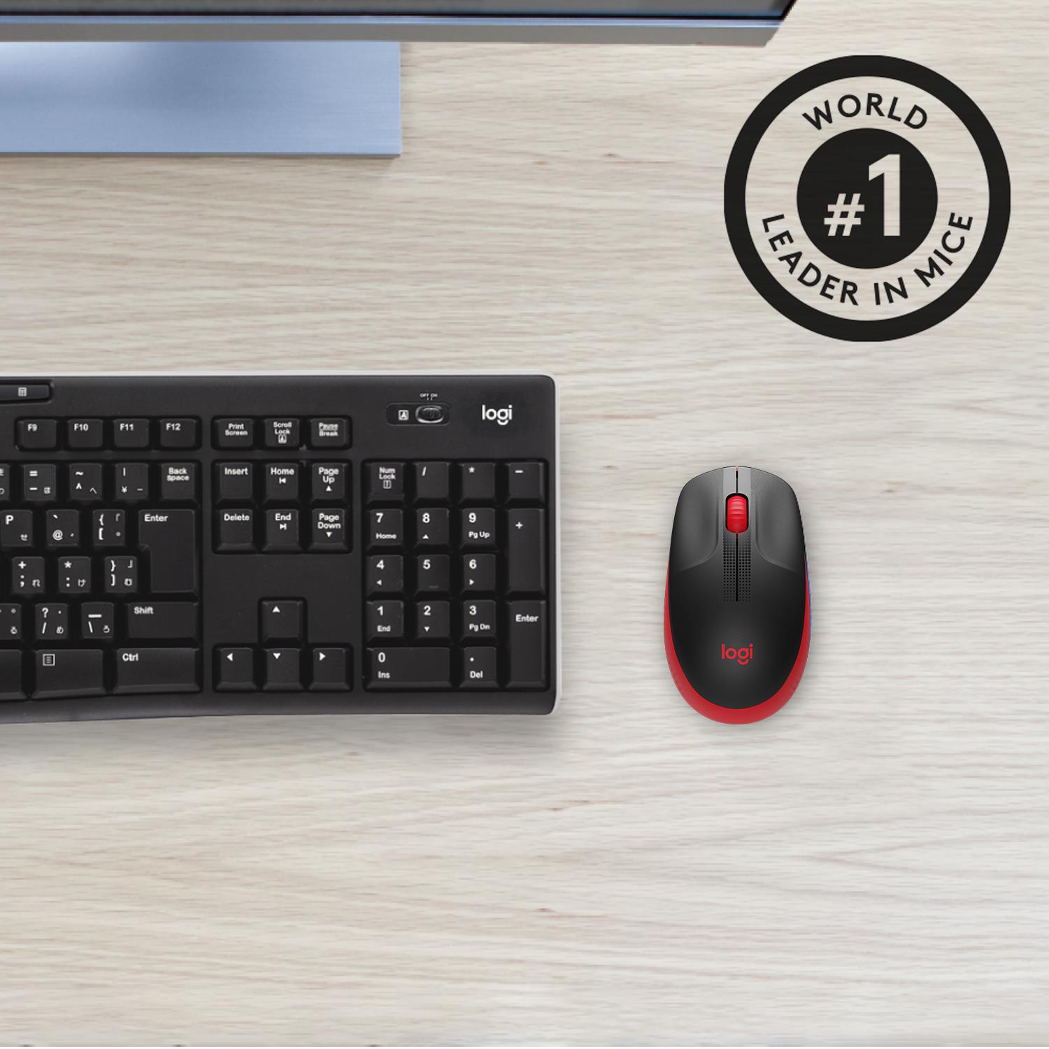 aebbad3a-898b-4f0b-b8e3-79f6df8e3399 Pelė Logitech M190, raudona, matoma iš šono su mygtukais