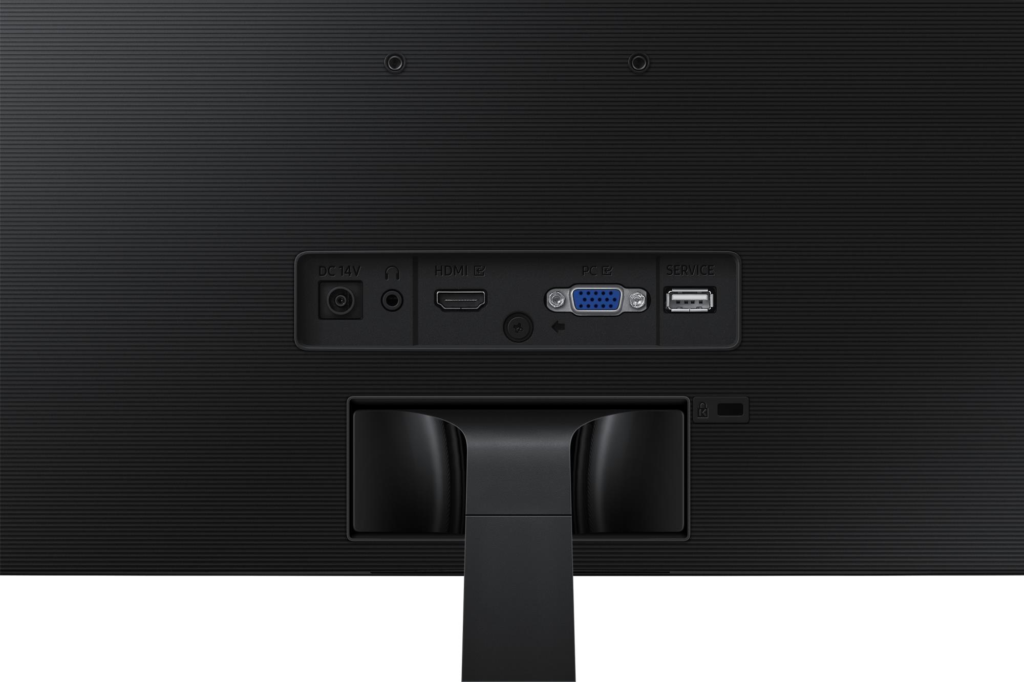 b0528a2b-63d4-41d7-8502-56c40725a59f Monitorius Samsung LS24D366GAUXEN, matomas iš šono, rodo HDMI prievadą