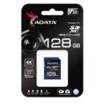 ADATA Premier Pro UHS-I 128 GB SDXC atvaizdas iš šono, rodo kortelės dydį