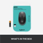 Pelė Logitech M190, šoninis vaizdas su matomais mygtukais ir USB jungtimi