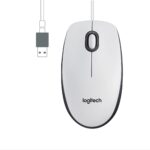 Pelė Logitech M100, vaizdas iš šono su USB-A jungtimi