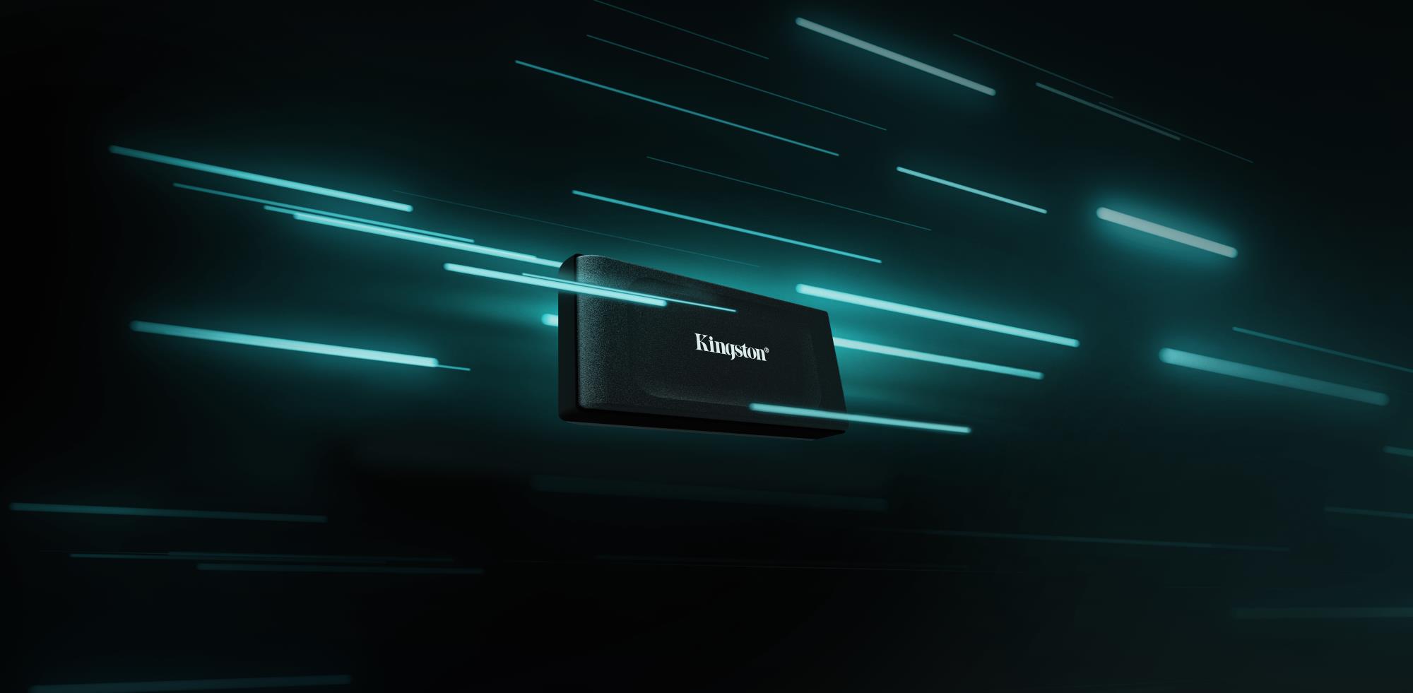 cca12670-5f4b-4dc0-b0c7-38ae16a20522 Kingston XS1000 SSD su USB 3.2 Gen 2, matomas iš šono