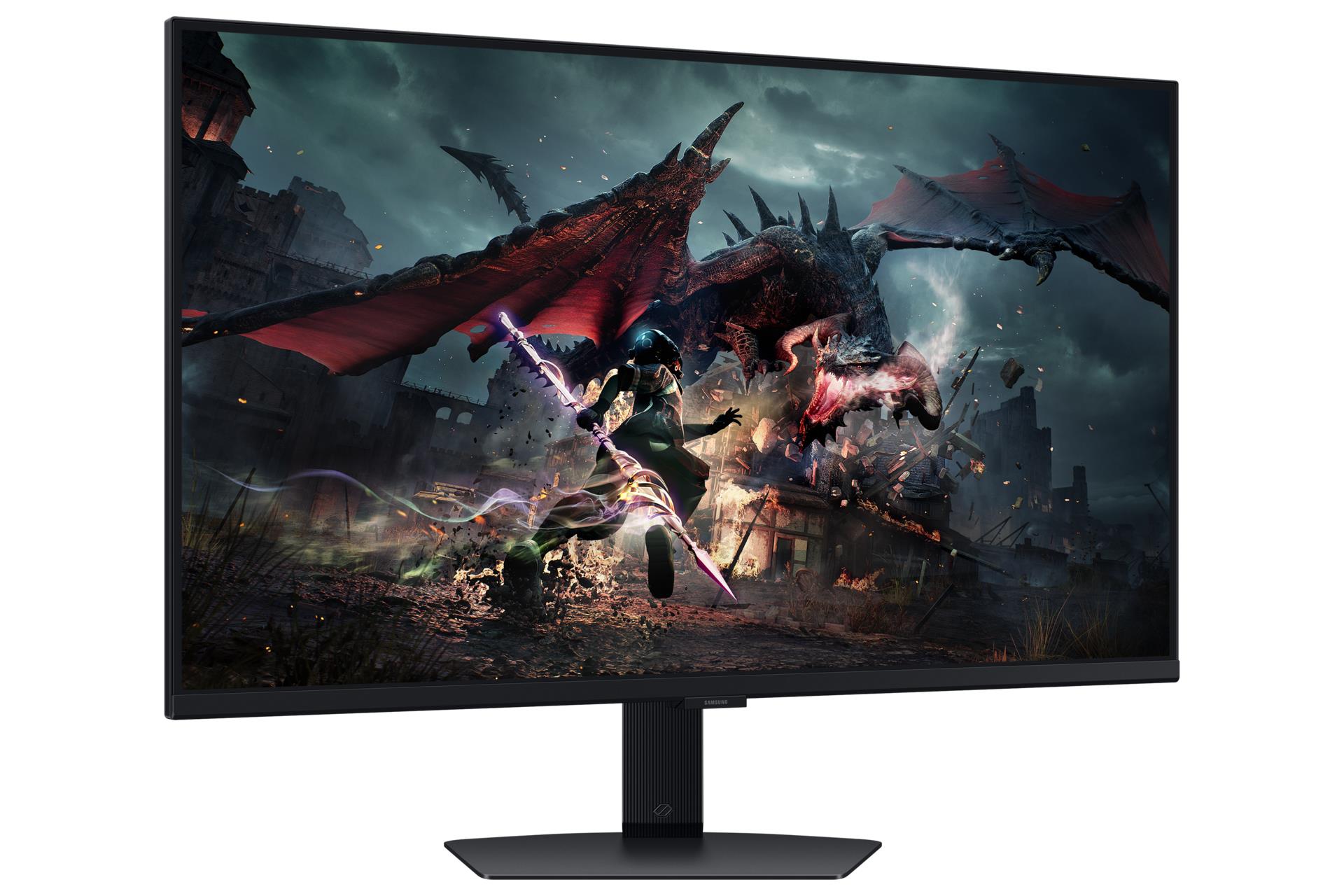 d9a56ee5-94b7-4864-8c5b-6fed72f5c2c2 Monitorius Samsung LS32DG500EUXEN, šoninis vaizdas su HDMI ir DisplayPort prievadais