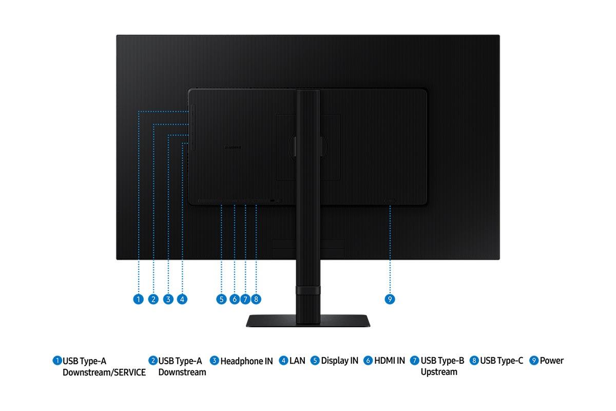 e20e0d05-b7ab-4c91-9f49-aab85abeb950 Monitorius Samsung LS32D800UAUXEN, šoninis vaizdas su VESA tvirtinimu