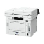Canon I-SENSYS MF465DW spausdintuvas, matomas iš šono su atidarytu skeneriu